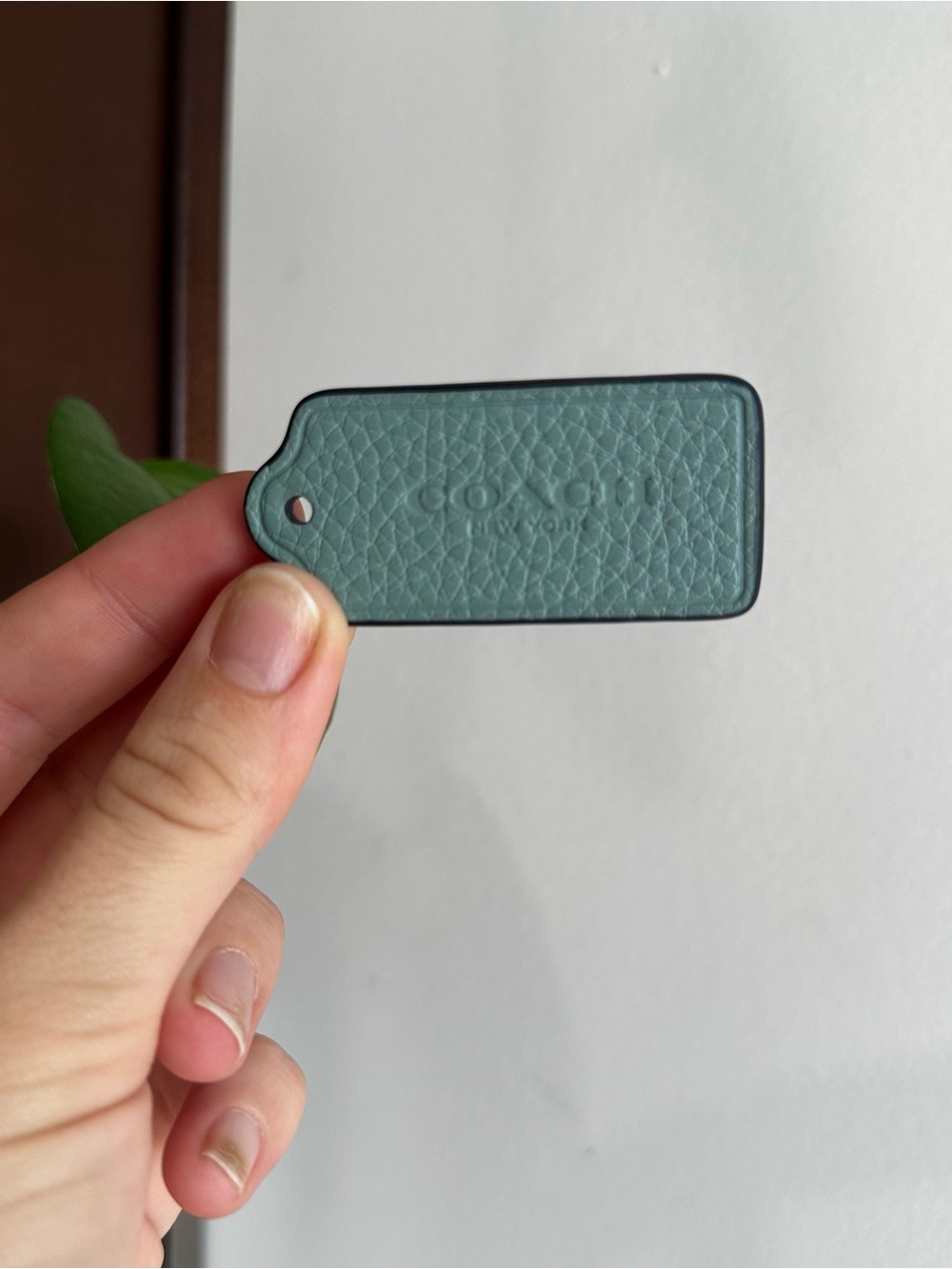 Coach Leather Tag in Dusty Teal For Bag or Purse